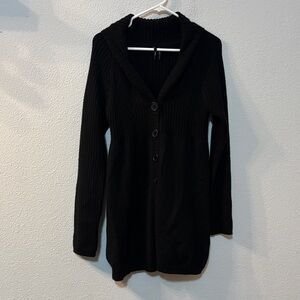 Takeout Black Button Down Cardigan Sweater